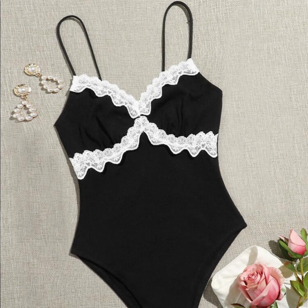Lace trim bodysuit